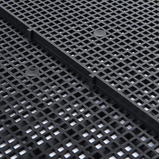 ALEGI Plastic Grid Divider Tray Egg Crate Louvre Aquarium Fish Tank Bottom Isolation with Bracket (8pcs Black) (Pack of 2)