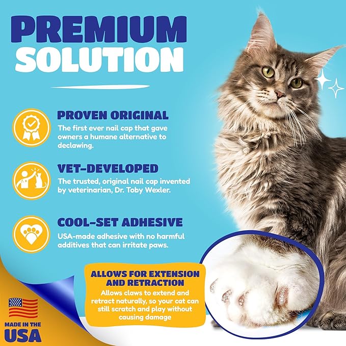 Soft Claws Cat Nail Caps for Medium Cats – (40 Caps, Red & Gold) - Made in USA - Veterinarian-Developed | Protects Furniture & Skin - Easy to Apply, Long-Lasting Anti-Scratch Soft Cat Claw Covers