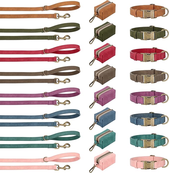 Didog Soft PU Leather Dog Collar, Stylish Quick Released Dog Collars for Large Dogs, Easy Clean Adjustable Pet Collar for Daily Walking, Green, XL Fit 17-27" Neck